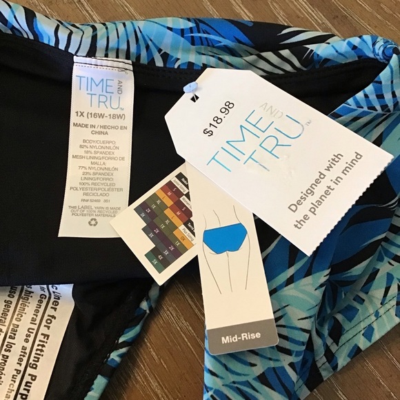 Time and Tru Womens 2pc Blue Palm Leaf Print Bikini Set Size XL-1X 16/18 - Picture 10 of 12